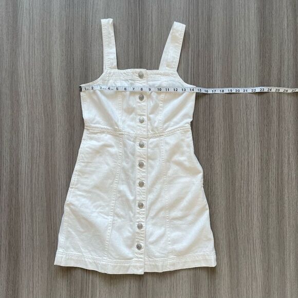NWT Madewell Square-Neck Sleeveless Denim Mini Dress White 00 - Picture 8 of 10
